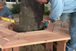 Hexagonal redwood tree benches plans