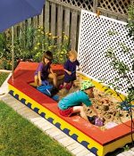 sandbox is made to look like a sailboat