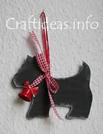 Scottie dog wooden Christmas tree ornament
